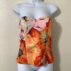 Vintage Y2K Bebe Tropical Beachy Summer Vacation Beach Colorful Artsy Tube Top M